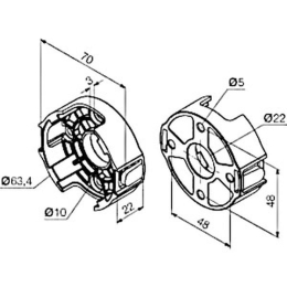 Support compact matière plastique pour moteur NICE ERA, vis à têt ronde, entraxes 48 mm