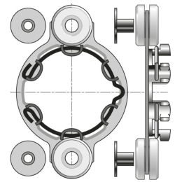 Support moteur Ø50 mm anti-vibratoire, entraxe 90 mm