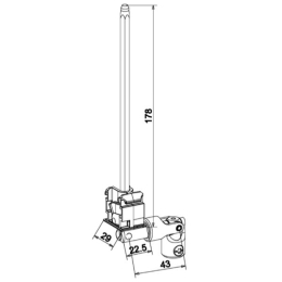 Sortie de caisson relevable, tige 6P7 long. 178 mm, pour manivelle Ø12, beige