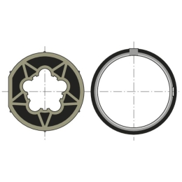 Roue et couronne pour moteur Ø60 sur tube Ø70 x 1,5 mm à clippage faible