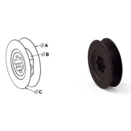 Poulie pour manœuvre par sangle, Ø170 mm, sangle 12 à 15 mm, sortie crabot de 27 mm