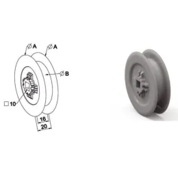 Poulie pour manœuvre par sangle déportée, Ø100 mm, sangle 12 à 15 mm, sortie C10