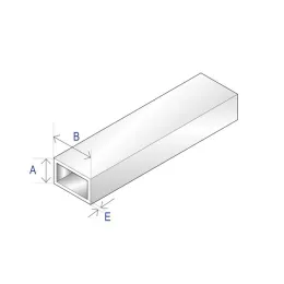 Tube en aluminium 80 x 40 x 2 mm, blanc signalisation RAL 9016 structuré-mat