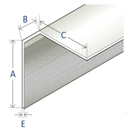Cornière PVC régénéré pan coupé 80 x 30 x 80 x 2,7 mm, blanc