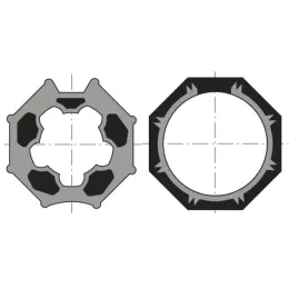 Roue et couronne pour moteur Ø50 sur tube octogonal 60 mm