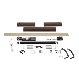 Moteur de volet battant radio Somfy Yslo Flex Slim IO, 2 vantaux, carter marron et bras noir