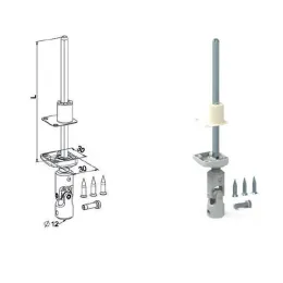 Sortie de caisson simple, tige 6P7 long. 320 mm, pour manivelle Ø12, blanc