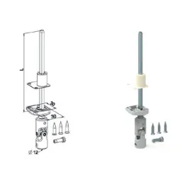 Sortie de caisson simple, tige carré de 6 long. 170 mm, pour manivelle Ø12, blanc