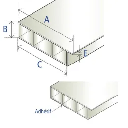 Profilé PVC creux avec ailette et adhésif 40 x 15 mm, blanc signalisation RAL 9016