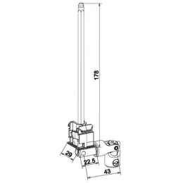 Sortie de caisson relevable, tige 6P7 long. 178 mm, pour manivelle Ø12, beige