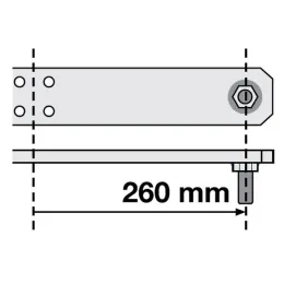 Bras court pour moteur de portail battant Multipro 3S+ côté moteur