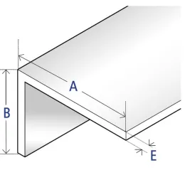 Cornière aluminium asymétrique à angle vif 100 x 50 x 2,5 mm, blanc veiné