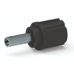 Embout court pour axe Ø62, sortie crabot 27 mm et tube Ø16 mm