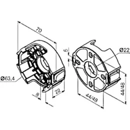 Support compact plastique pour moteur NICE ERA, trous 6 pans creux, entraxes 44/48 mm